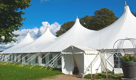 portable restrooms arranged for a event, providing quick and easy access for attendees in Markleville, IN